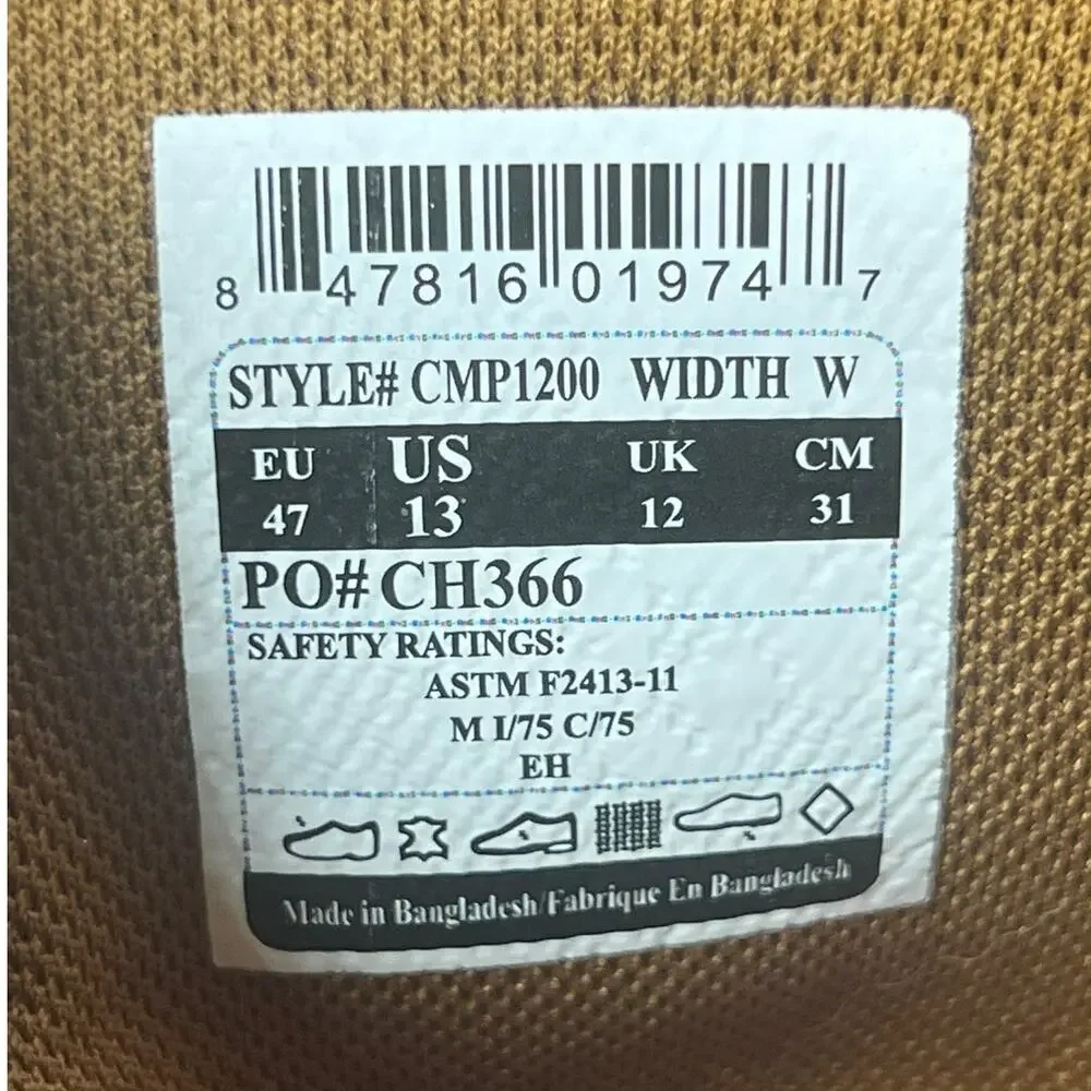 Carhartt CMP120 Wellington Waterproof Steel Toe Boots Size Boots Size 13
